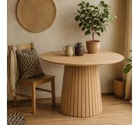 Wyld Haus Twillbury White Oak Round Dining Table 120Cm Slatted Conical Base