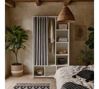 Wyld Haus Uppsala Open Wardrobe Unit In White With Grey Textile Curtain 1050X482.5X1804mm