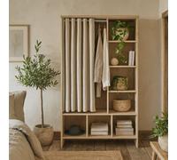 Wyld Haus Uppsala Open Wardrobe Unit, Jackson Hickory Oak With Beige Textile Curtain