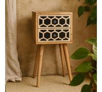 Wyld Haus Valeggio Mini Mango Wood Bedside Table With 2 Bone-Inlay Drawers