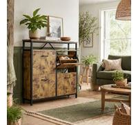 Wyld Haus Vebael Rustic Brown Shoe Cabinet With 4 Flip Drawers, Adjustable Shelves And Top Shelf - Slim 23.8Cm Depth
