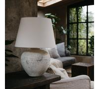 Wyld Haus Venice Large Aged Grey Stone Ceramic Table Lamp With Fabric Shade