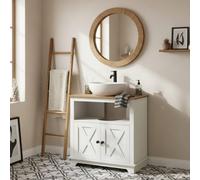 Wyld Haus Venole White Under Sink Vanity Cabinet Brown Top Wyld Haus White