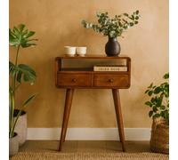 Wyld Haus Venzone Mini Chestnut Console Table 2 Drawers And Open Shelf