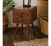 Wyld Haus Venzone Mini Chestnut Mango Wood Curved Bedside Table 2 Drawers