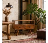 Wyld Haus Venzone Mini Chestnut Mango Wood Curved Tv Media Unit With 2 Drawers