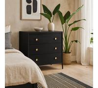 Wyld Haus Verona Black Oak Three-Drawer Chest With Brass Handles
