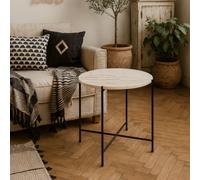 Wyld Haus Verona Round White Marble Side Table With Black Steel Base