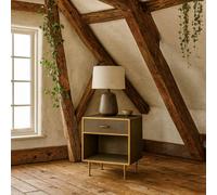 Wyld Haus Verona Taupe Shagreen Bedside Table with Brushed Gold Frame Wyld Haus Taupe