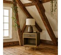 Wyld Haus Verona Taupe Shagreen Bedside Table With Brushed Gold Trim