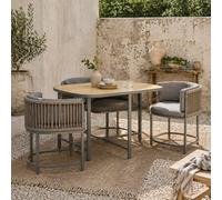 Wyld Haus Vidi Grey 4-Seater Cube Rattan-Style Garden Dining Set With Cushions - Space-Saving Quarter-Round Chairs