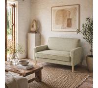 Wyld Haus Vikava Beige Velvet Feel 2 Seater Loveseat Natural Wood Legs Wyld Haus Beige