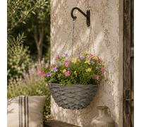 Wyld Haus Viravi Set Of 2 Hanging Artificial Cosmos Flower Displays In Mixed Colours - Ready-To-Hang Faux Flower Baskets