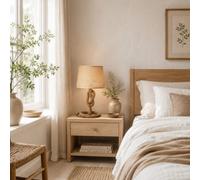 Wyld Haus Virepa Nautical Rope-Wrapped Table Lamp With Beige Fabric Shade E27 48 Cm
