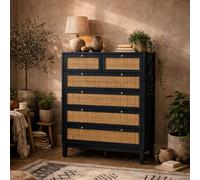 Wyld Haus Waterford Berlin Blue Oak & Rattan 6-Drawer Chest