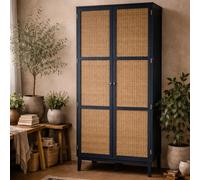 Wyld Haus Waterford Blue Oak & Rattan 2-Door Wardrobe