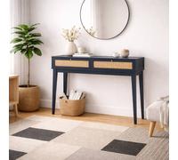 Wyld Haus Waterford Blue Oak & Woven Rattan Dressing Table 2 Drawers Wyld Haus Blue