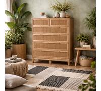 Wyld Haus Waterford Oak And Rattan Chest Of 6 Drawers