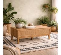 Wyld Haus Waterford Oak And Rattan Coffee Table With 2 Drawers, Natural