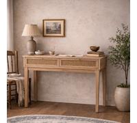 Wyld Haus Waterford Oak And Rattan Desk 2-Drawer