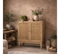Wyld Haus Waterford Oak & Rattan 2-Drawer Small Sideboard