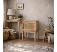 Wyld Haus Waterford Oak & Rattan Bedside Table, 1 Door, Natural