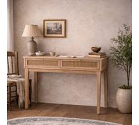 Wyld Haus Waterford Oak & Rattan Dressing Table 2 Drawers in Natural Wyld Haus Natural
