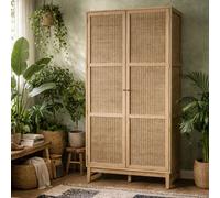 Wyld Haus Waterford Oak Wood And Rattan 2 Door Wardrobe