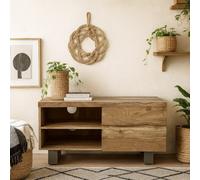 Wyld Haus Wellington Acacia Wood Compact Tv Unit With 2 Shelves And 2 Drawers