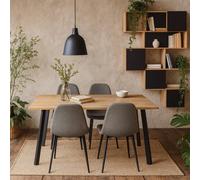 Wyld Haus Wellington Dining Set Natural Oak Effect Table Black Legs 4 Chairs Wyld Haus Natural