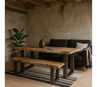Wyld Haus Wellington Large Acacia Live-Edge Dining Bench With Metal Legs
