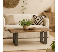 Wyld Haus Wellington Medium Live Edge Acacia Wood Dining Bench With Metal Legs