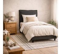 Wyld Haus Wexford 3ft Single Bed Deep Grey Linen Upholstered Pillow Headboard in Dark Grey Wyld Haus Dark Grey Single