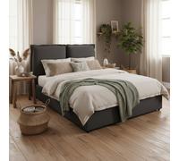Wyld Haus Wexford Deep Grey Linen Double Bed Pillow Headboard 4ft6 in Dark Grey Wyld Haus Dark Grey Double