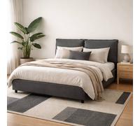 Wyld Haus Wexford Deep Grey Linen Upholstered Super King Bed Pillow Headboard in Dark Grey Wyld Haus Dark Grey Super King