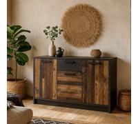 Wyld Haus Whimwick Walnut And Dark Matera Grey Cabinet 3 Doors 1 Drawer