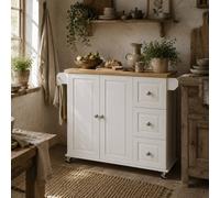 Wyld Haus White Rolling Kitchen Island Drop Leaf Drawers Wyld Haus White