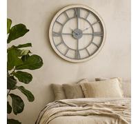 Wyld Haus White Washed Round Rustic Grey Skeleton Wall Clock 600mm