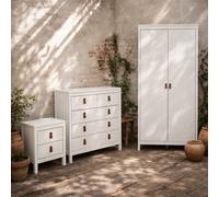Wyld Haus Wildberry 3-Piece Matt White Bedroom Furniture Set With Leather Handles