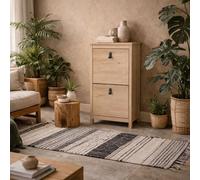 Wyld Haus Wildberry Hickory Oak Shoe Cabinet, Narrow 2-Flip-Door Entry Storage