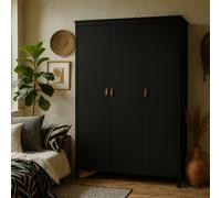 Wyld Haus Wildberry Matt Black 3-Door Wardrobe With Leather Tab Handles