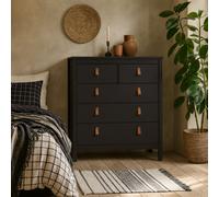 Wyld Haus Wildberry Matt Black 5-Drawer Chest With Leather Strap Handles