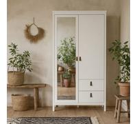 Wyld Haus Wildberry Matt White 2-Door Wardrobe With Mirror And 2 Drawers