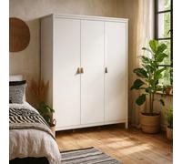 Wyld Haus Wildberry Matt White 3 Door Wardrobe With Leather Handles