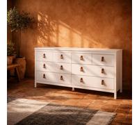 Wyld Haus Wildberry Matt White 8-Drawer Wooden Dresser With Leather Tab Handles