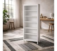 Wyld Haus Wildberry Matt White Wooden Bookcase 5 Shelves Modern Freestanding