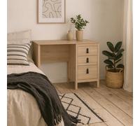 Wyld Haus Wildberry Natural Oak Desk With 3 Drawers And Leather Handles