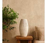 Wyld Haus Wildbloom Large White Ceramic Fin Vase 490mm H X 270mm W Matt Finish