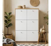Wyld Haus Willowmere 6-Door Chest Cabinet In White And Artisan Oak
