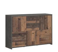 Wyld Haus Willowmere Chest - Vintage Wood & Concrete Look, 2 Drawers 5 Doors